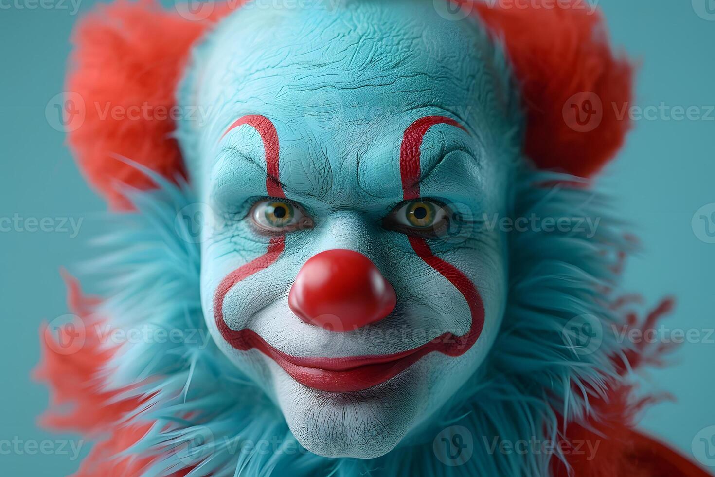 ai generiert schließen oben von ein Clowns Gesicht generativ ai foto