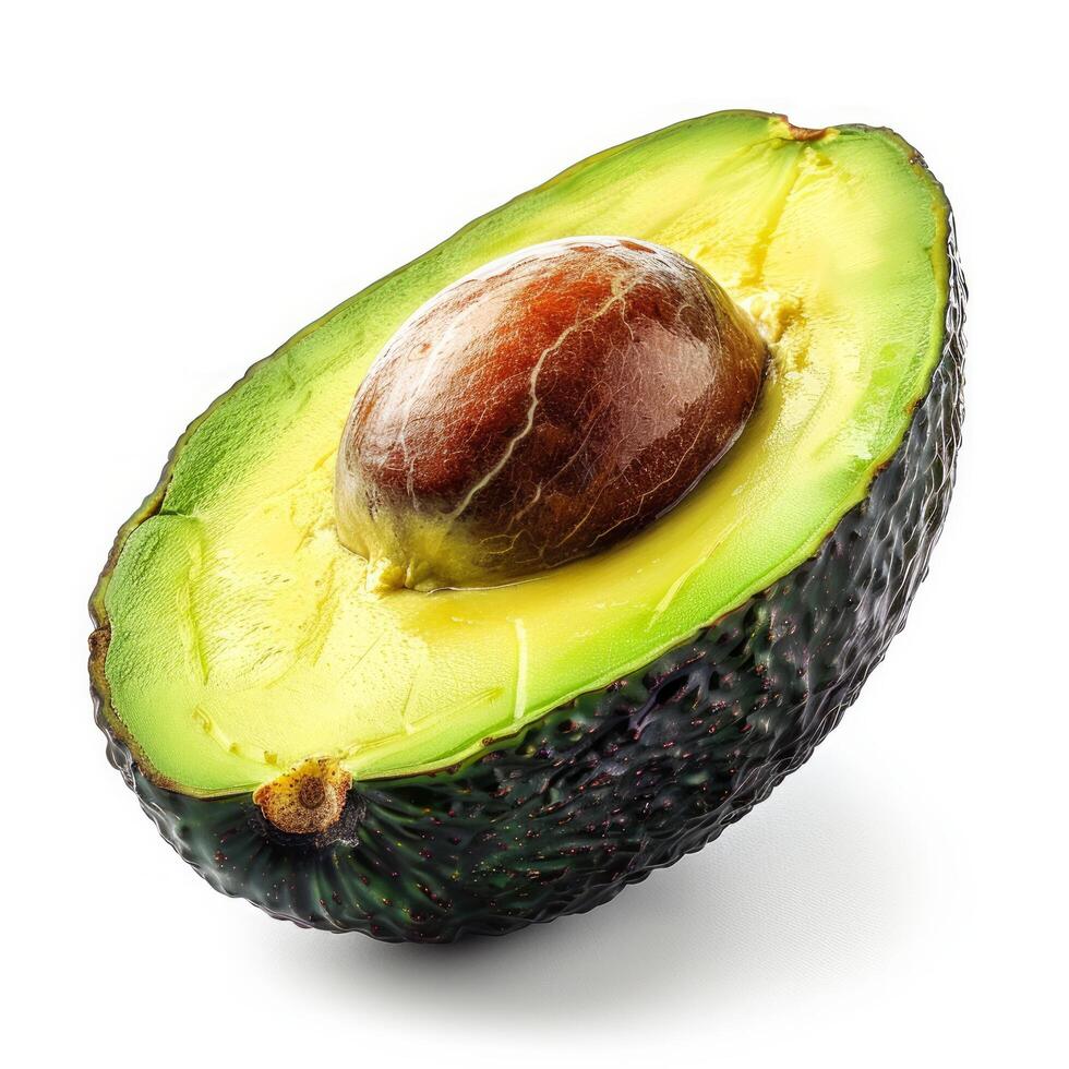 ai generiert halbiert Avocado auf Weiß Hintergrund foto