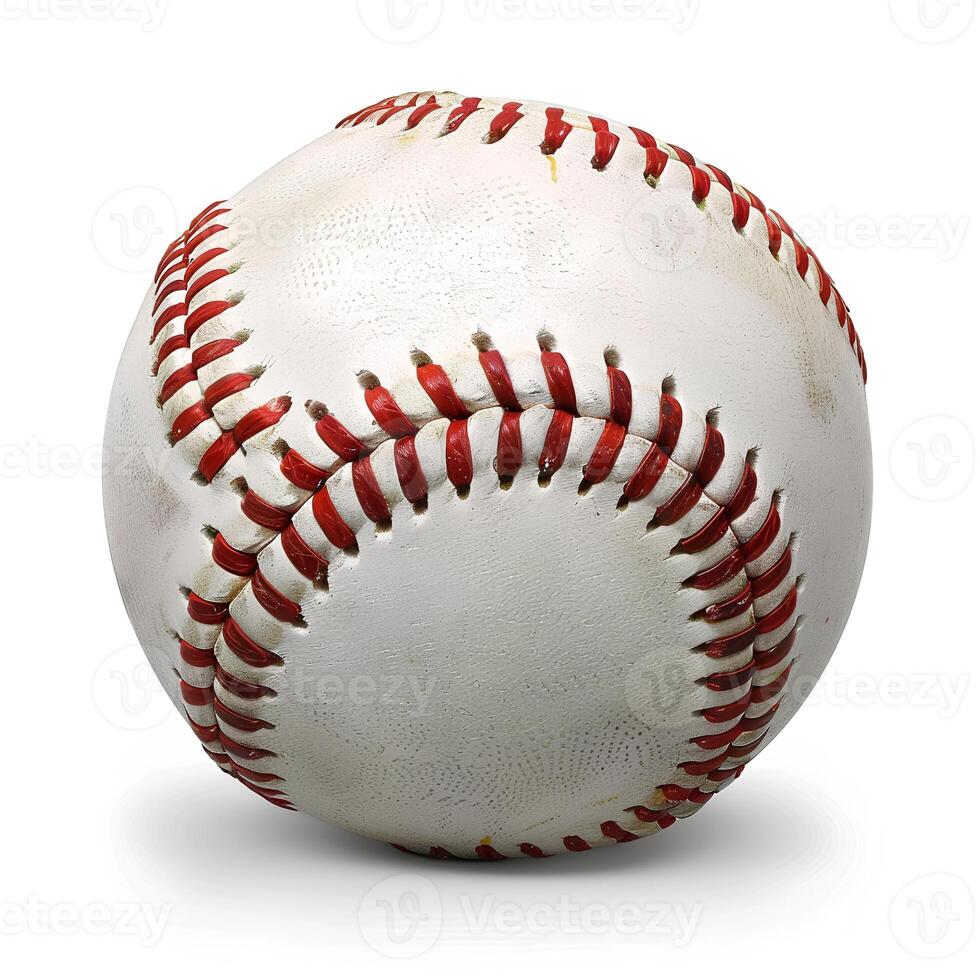 ai generiert Baseball isoliert auf Weiß Hintergrund mit Schatten. Baseball Ball isoliert. Ball zum Baseball. draussen Aktivität foto