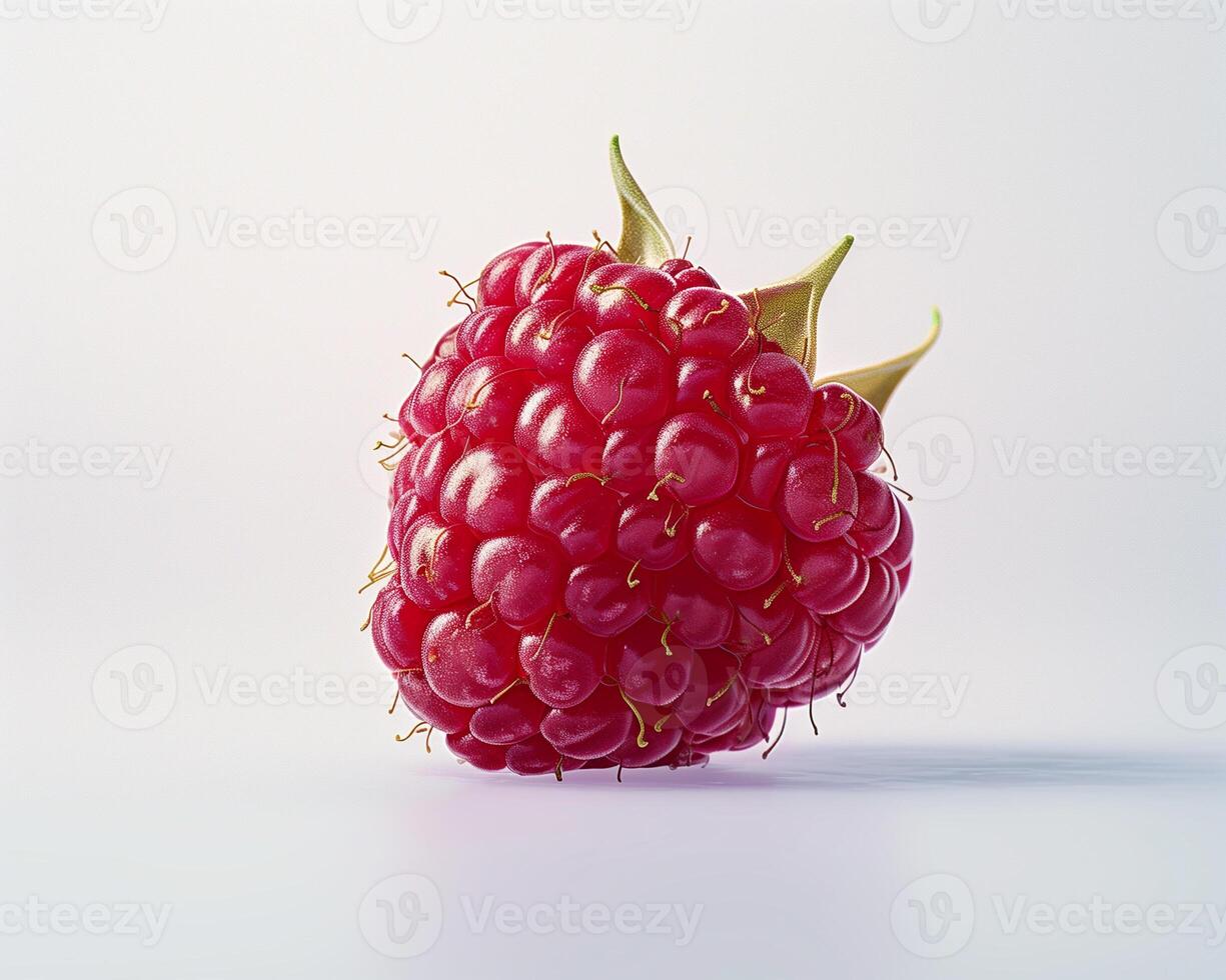 ai generiert frisch Himbeere Obst isoliert auf Weiß Hintergrund. Nahansicht Schuss. foto