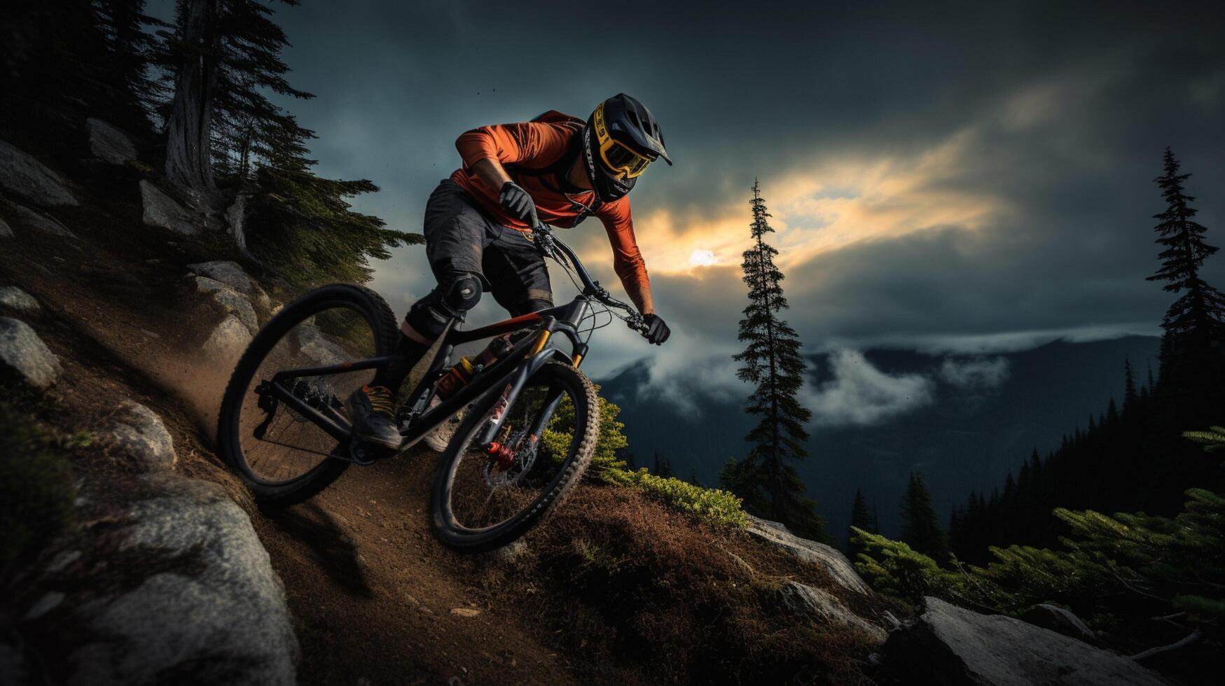 ai generiert Berg Radfahren Ausflüge Hintergrund foto