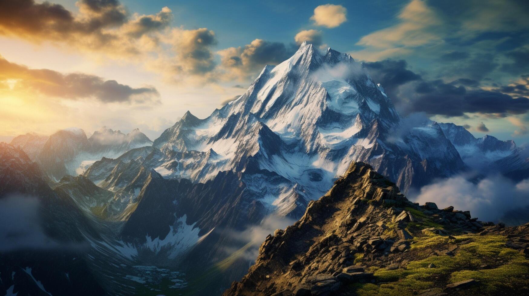 ai generiert Berg Gipfel Leistungsträger Hintergrund foto