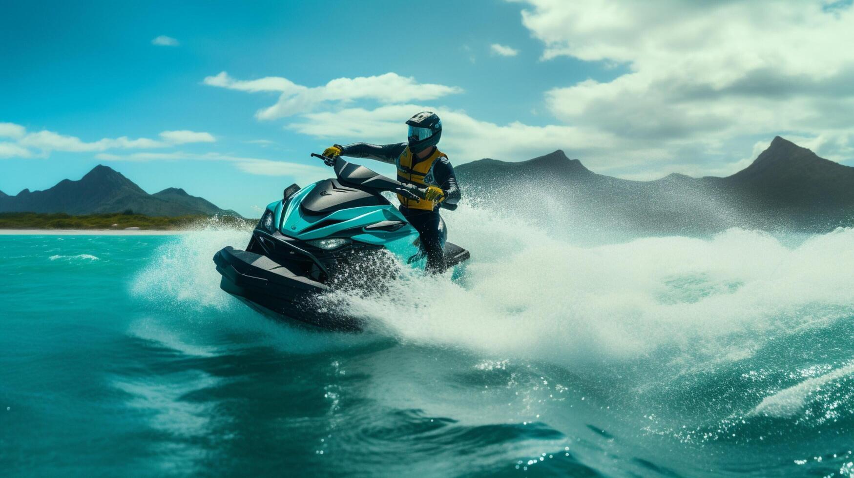 ai generiert Ozean Jet Ski Ausflug Hintergrund foto