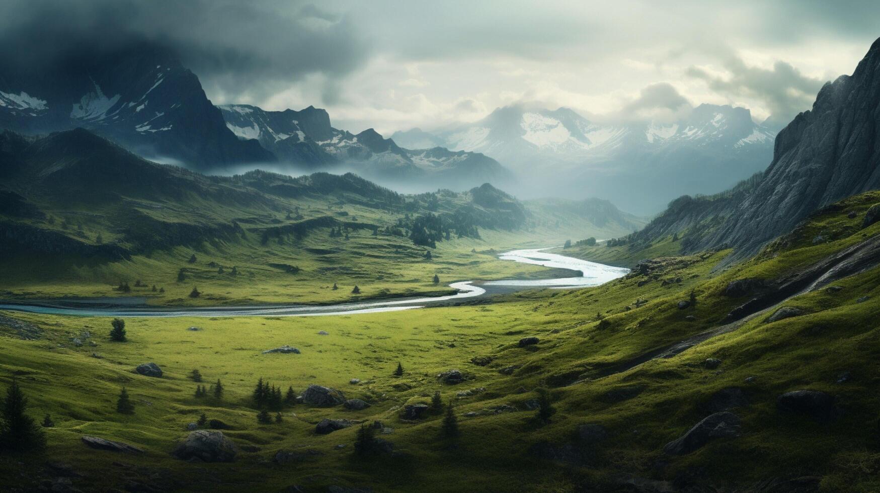 ai generiert regnerisch Senke Landschaft Hintergrund foto