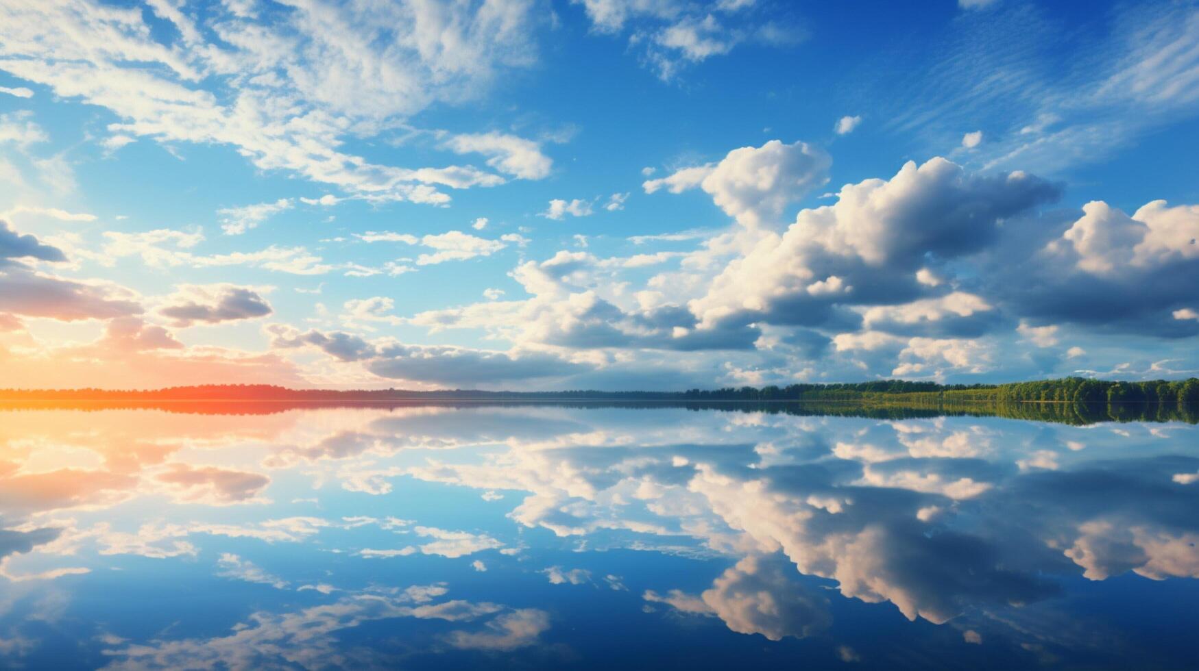 ai generiert Himmel mit See Hintergrund foto