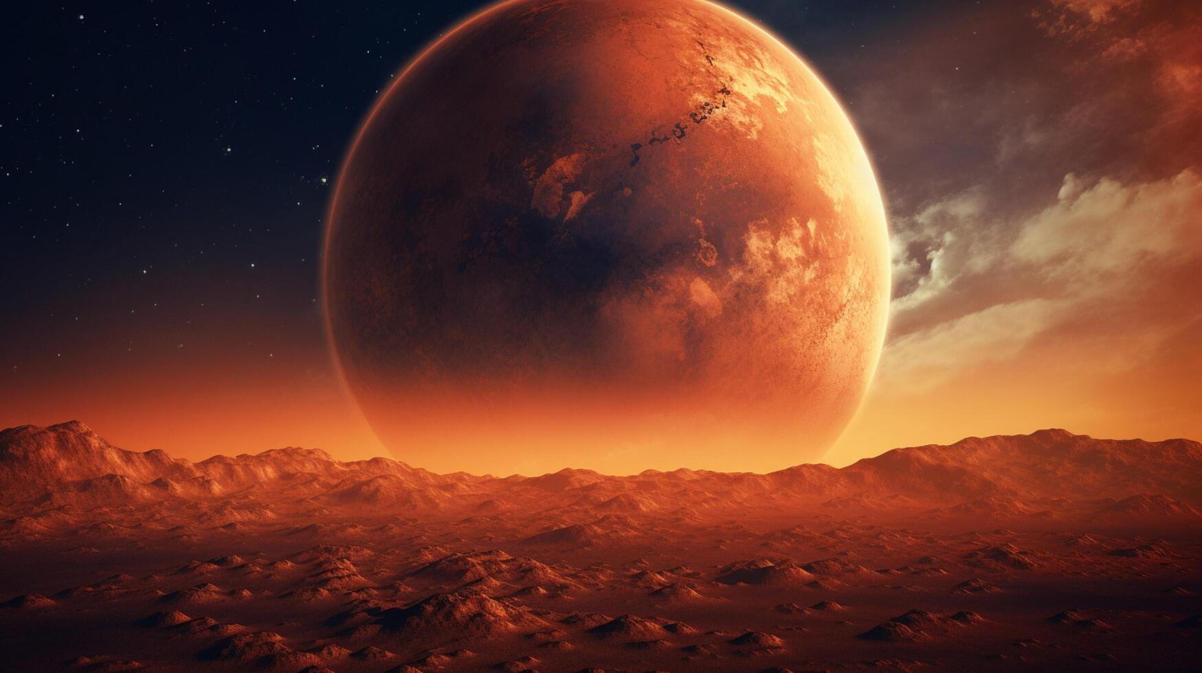 ai generiert Himmel mit Mars Hintergrund foto