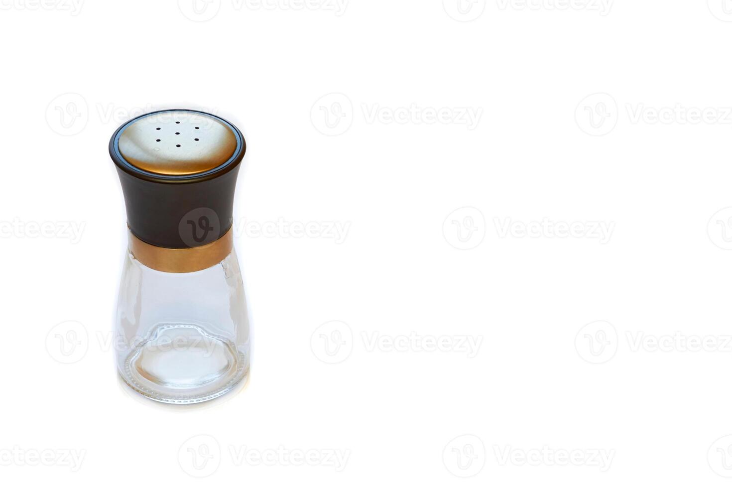 Glas Krug Container zum Salz, Zucker, Pfeffer und andere lose Gewürze auf Weiß foto