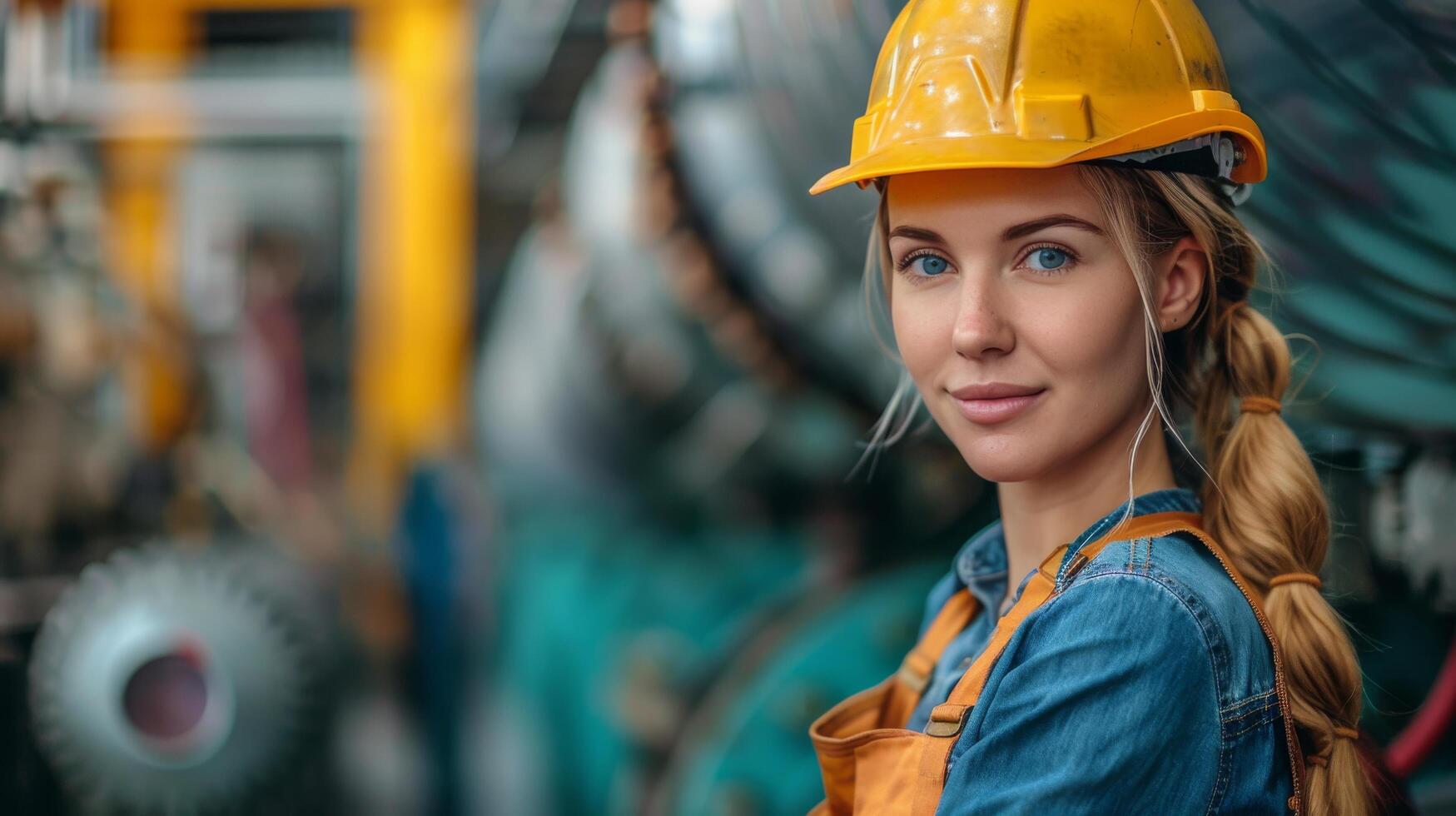 ai generiert Frau im schwer Hut und Overall foto