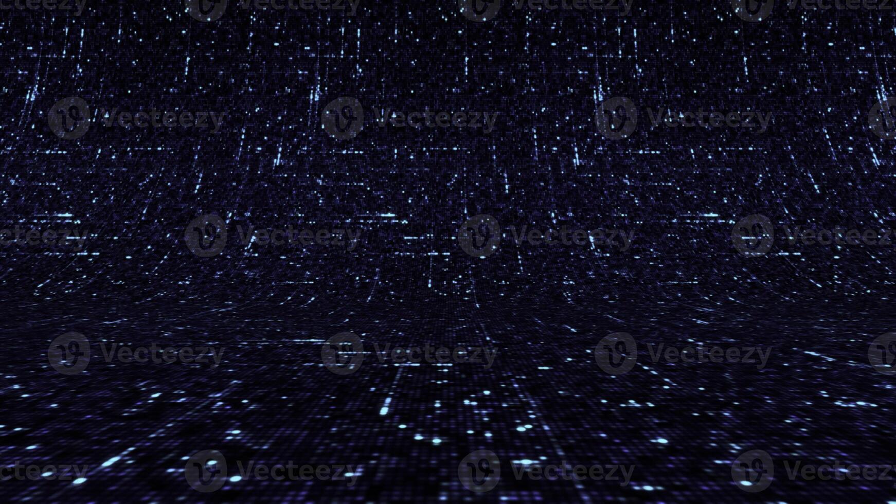 Schaltkreis Tafel dunkel Blau Hintergrund mit Laufen Impulse, Computer, Mikrochip Nano Technologie Konzept. Animation. gebogen Textur mit ziehen um Gerade pixelig Linien. foto