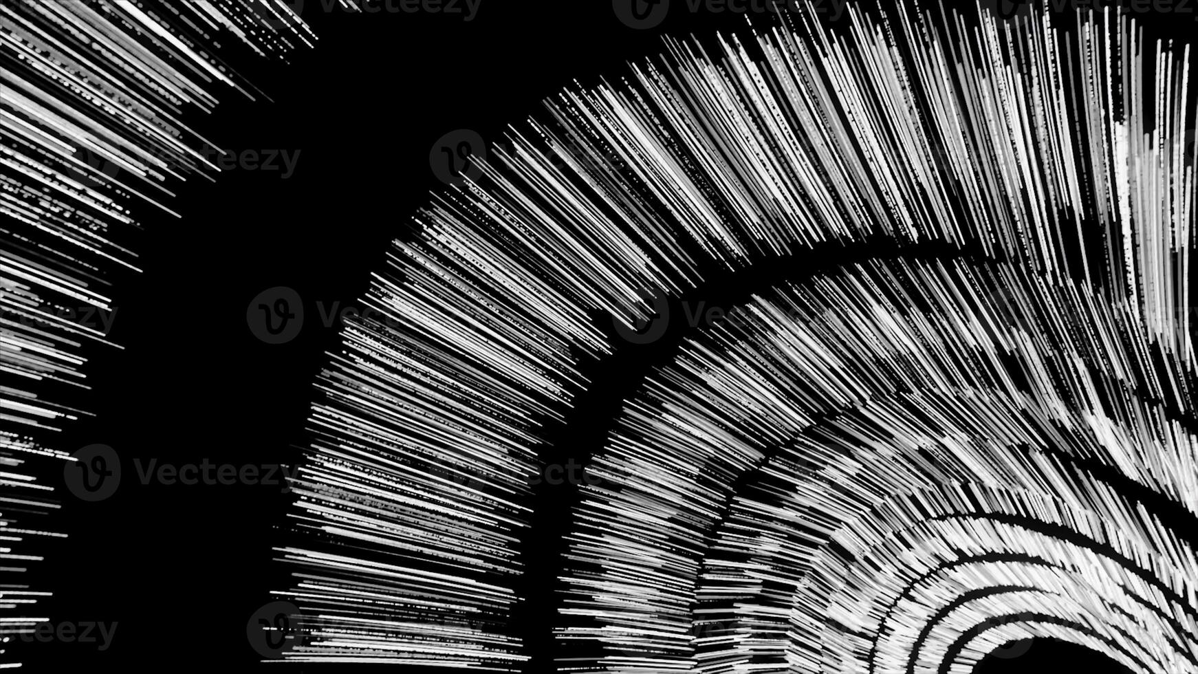 Ringe von leuchtenden Schlaganfälle auf schwarz Hintergrund. Animation. rotierend Raum Durchgang mit leuchtenden Ringe auf schwarz Hintergrund. leuchtenden Ringe von Linien gehen in schwarz Loch foto