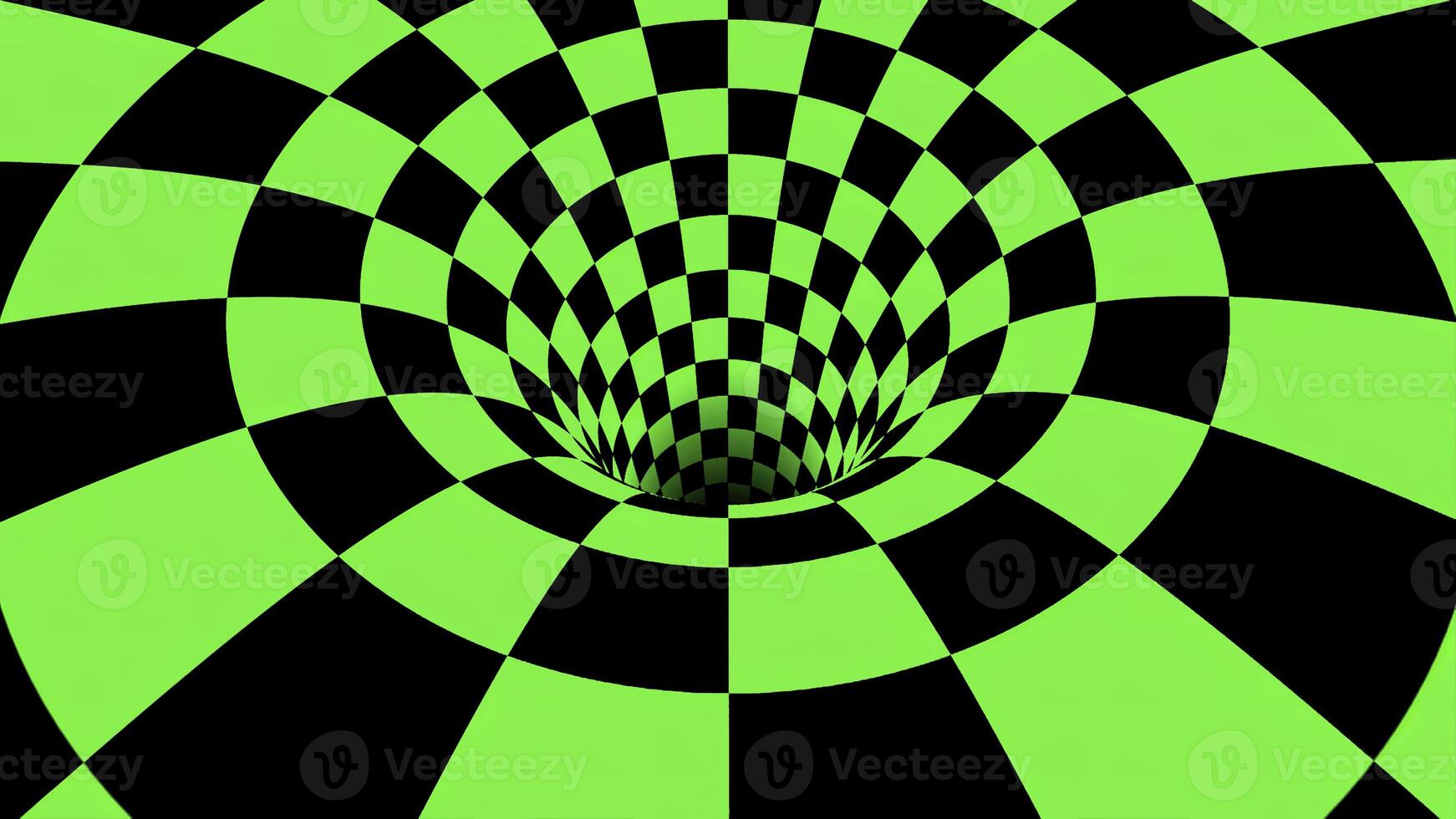 Grün und schwarz hypnotisch Spiral- Hintergrund. Animation. kontrastieren optisch Illusion. foto
