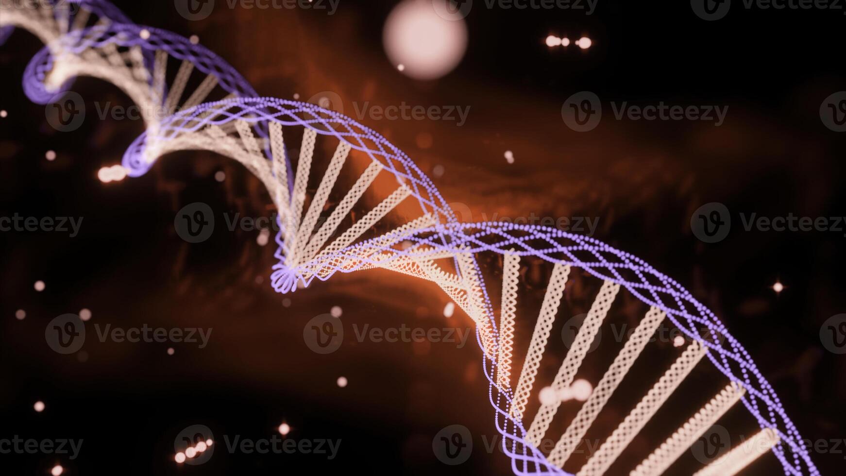 realistisch DNA 3d doppelt Wendel. Design. Wissenschaft Konzept, Neon- glühend Spiral, Konzept von Mensch Leben und Evolution. foto