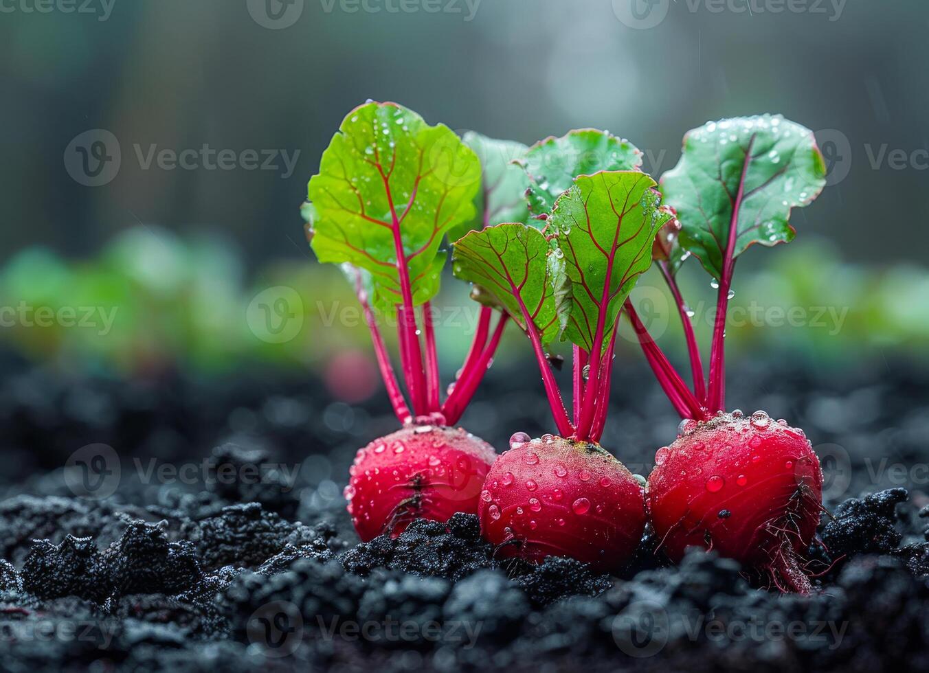 ai generiert ein Rote Beete Pflanzen wachsend auf das Boden im ein Garten foto