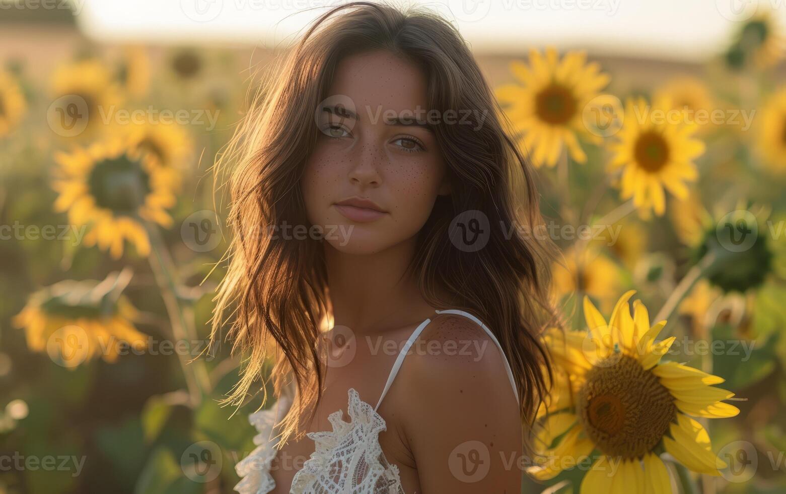 ai generiert Gelassenheit im das Sonnenblume Felder foto