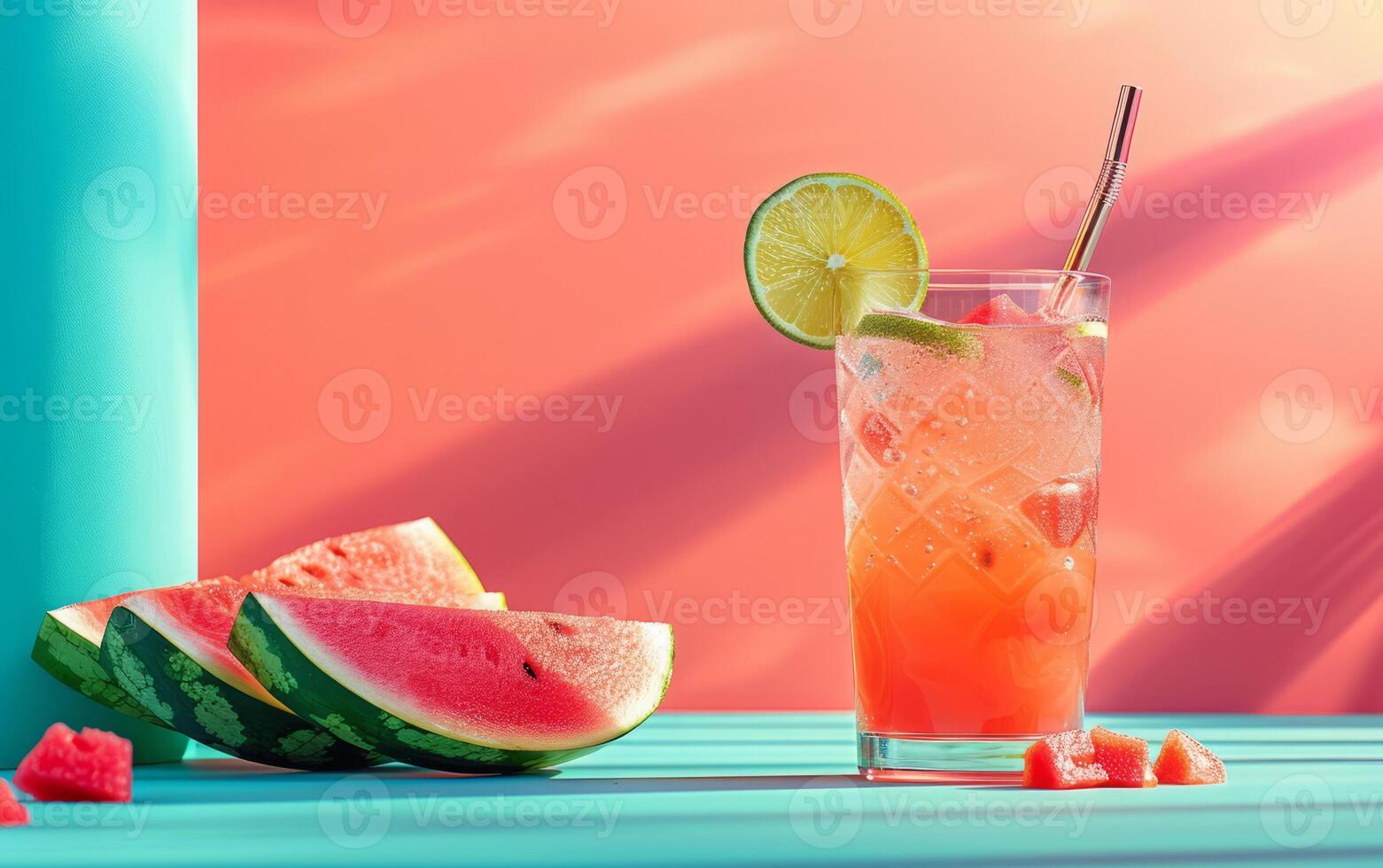 ai generiert sommerlich Erfrischung Zitrusfrüchte trinken und Wassermelone foto