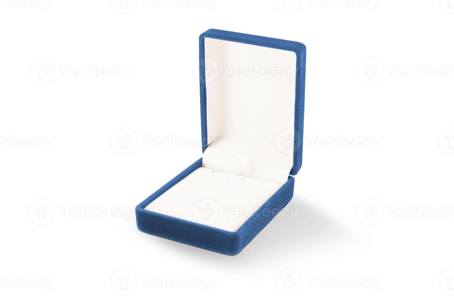 Blau Geschenk Box zum Schmuck isoliert auf Weiß Hintergrund foto