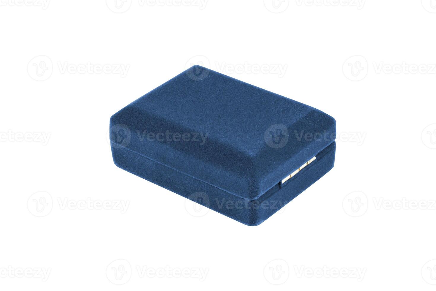 Blau Geschenk Box zum Schmuck isoliert auf Weiß Hintergrund foto
