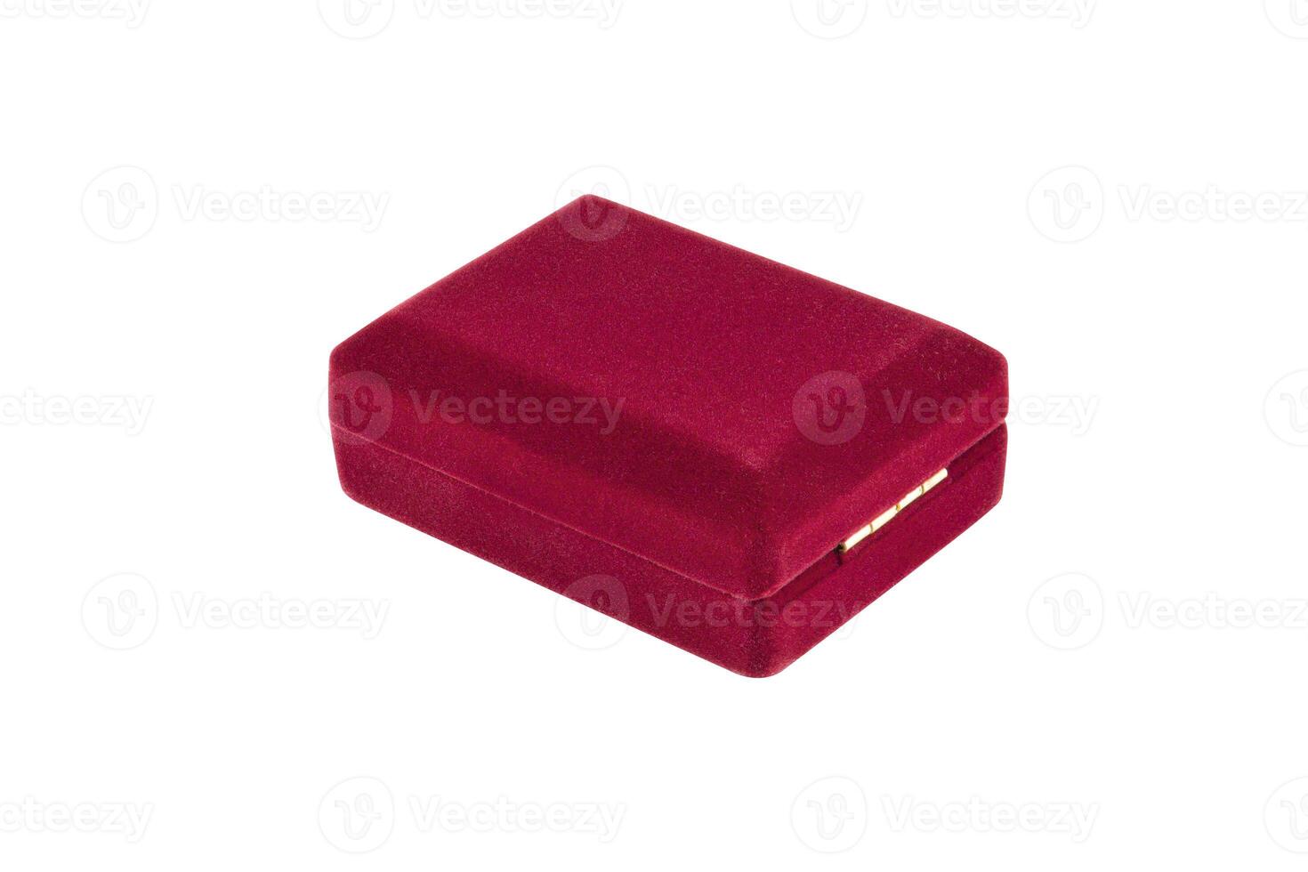 rot Samt Geschenk Box zum Schmuck isoliert auf Weiß Hintergrund foto