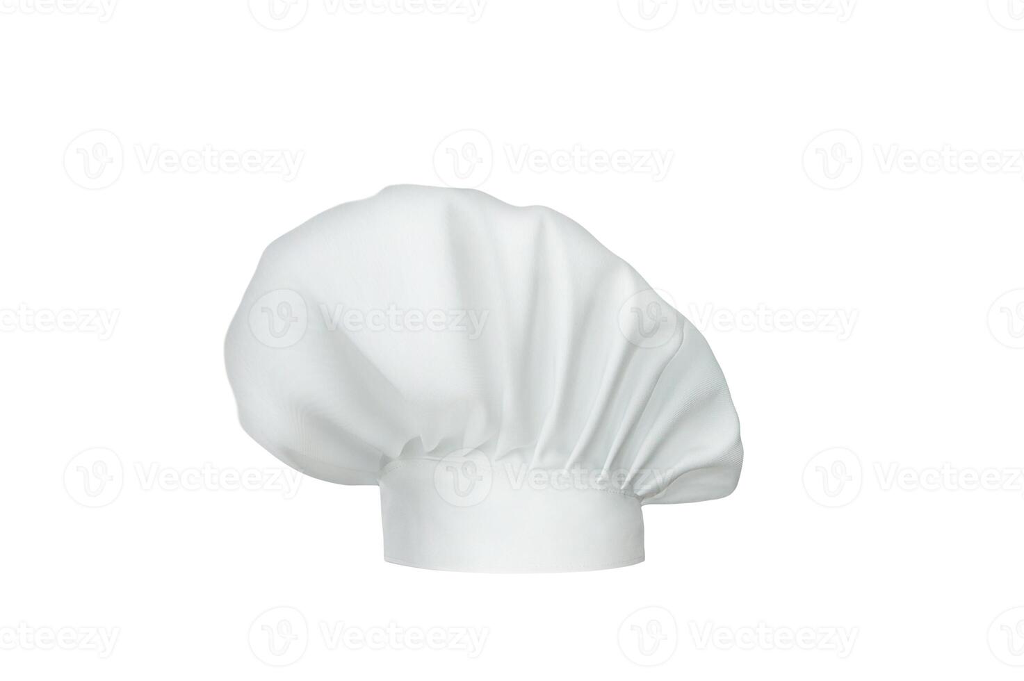 Weiß Koch Hut isoliert auf Weiß foto