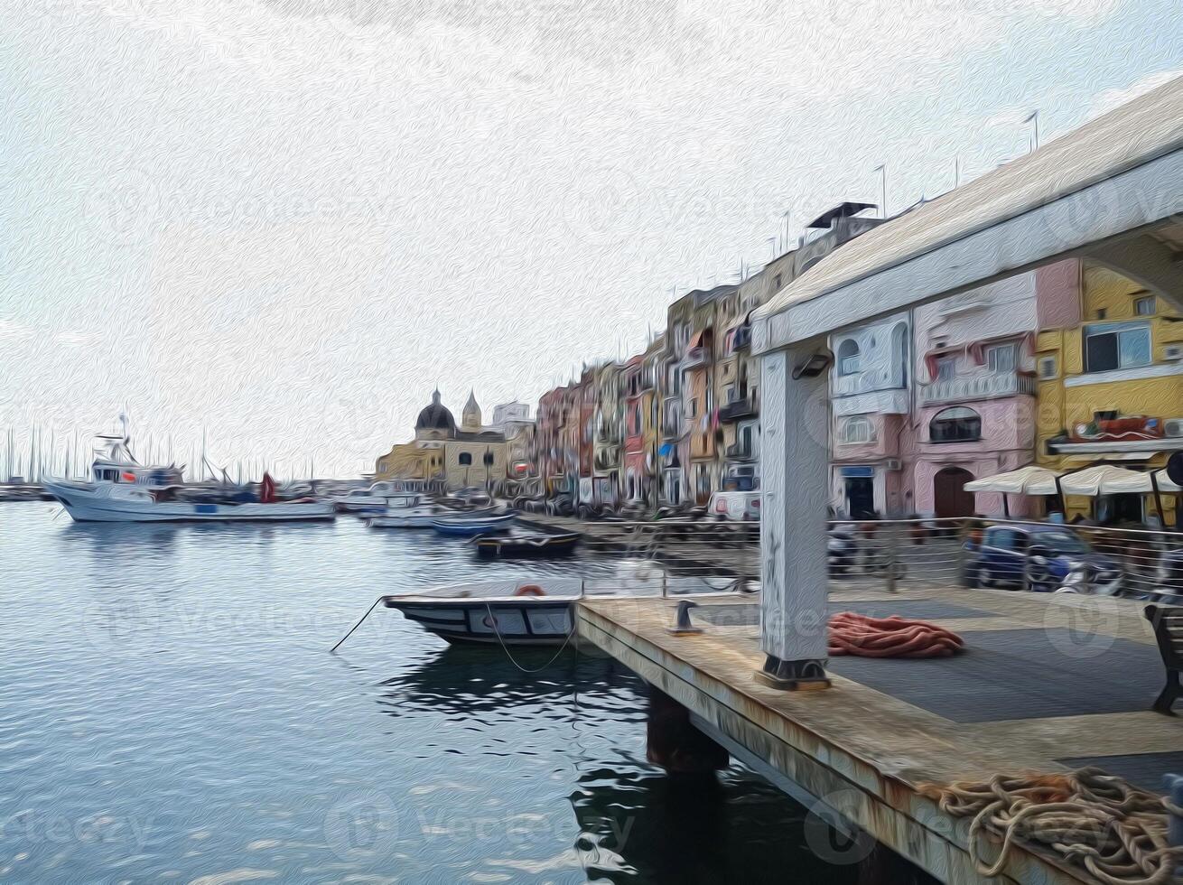 Yachthafen Grande auf das procida, wo Boote und Fähren von Napoli halt foto