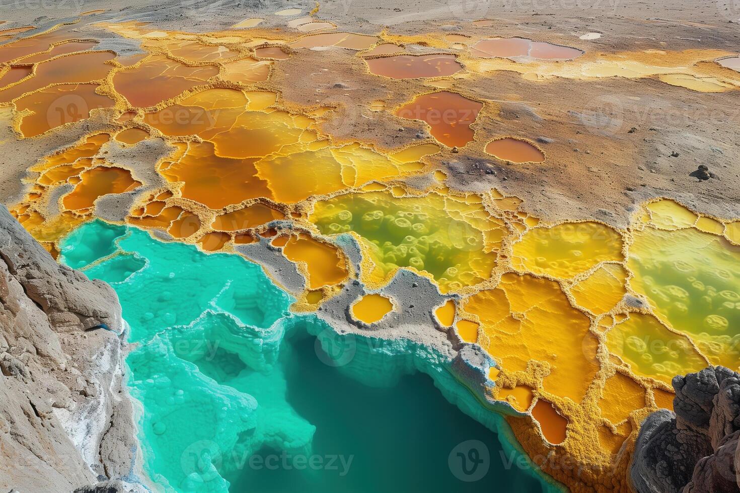 ai generiert hell natürlich Hintergrund, Mineral Einlagen im geothermisch Federn foto