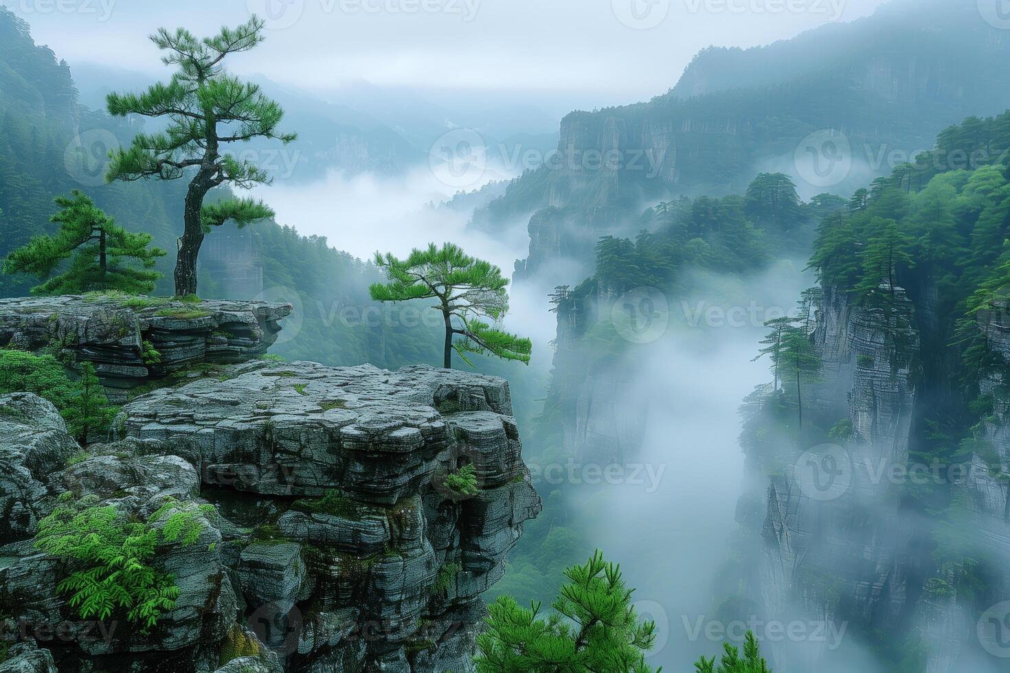 ai generiert Berg Landschaft im zhangjiajie National Wald Park, China foto