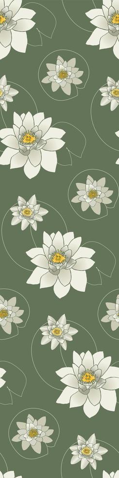 cremefarbene Lotusblumen auf grünem nahtlosem Muster foto