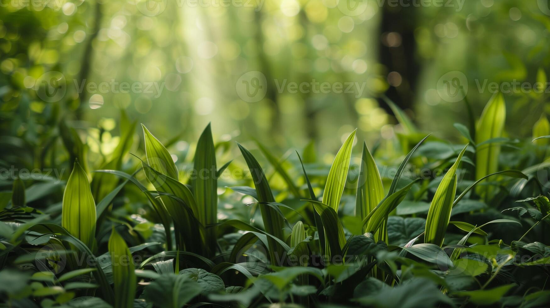 ai generiert schließen oben von wild Lauch Identifizierung leiten im ein dicht Wald foto