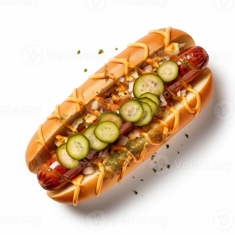 ai generiert Hotdog isoliert. Fast Food foto