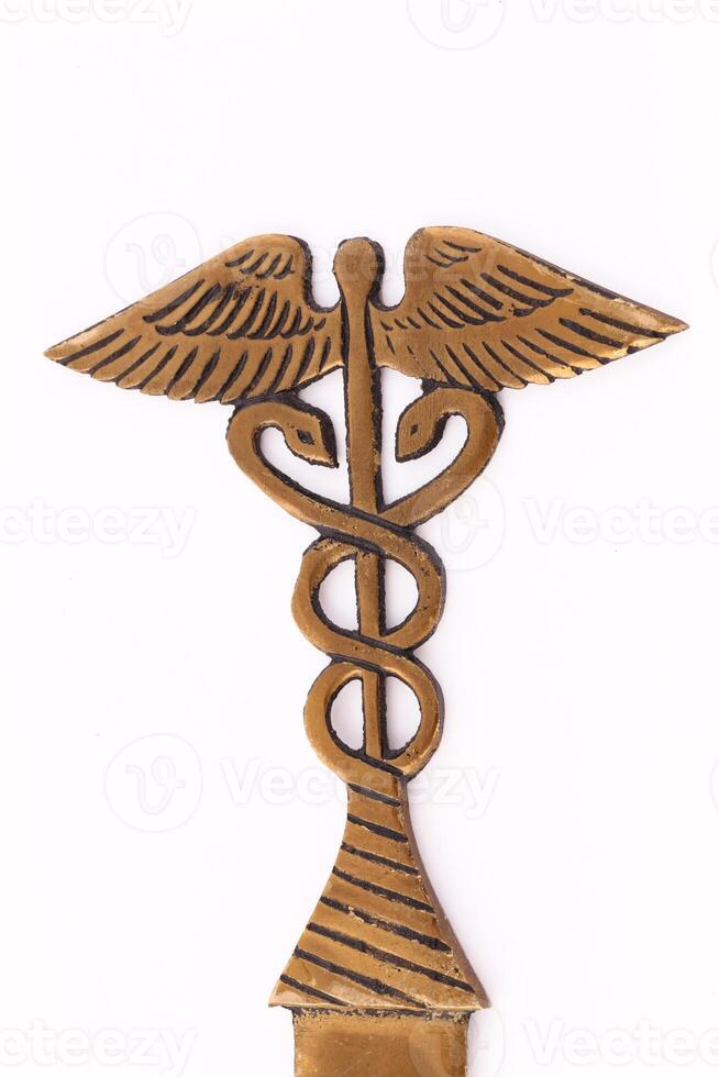 Kopf von Krankenschwestern Brief Öffner mit medizinisch Symbol foto