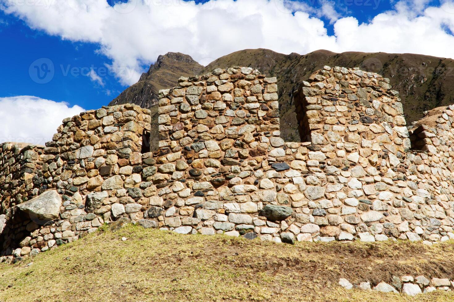 Inka Stein Mauer Ruinen Peru Süd Amerika foto