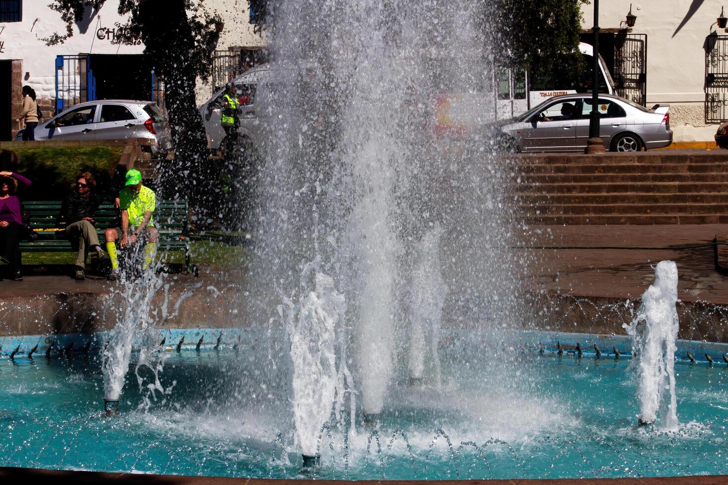 cusco, Peru, 2015 - - Platz Wasser Brunnen Süd Amerika foto