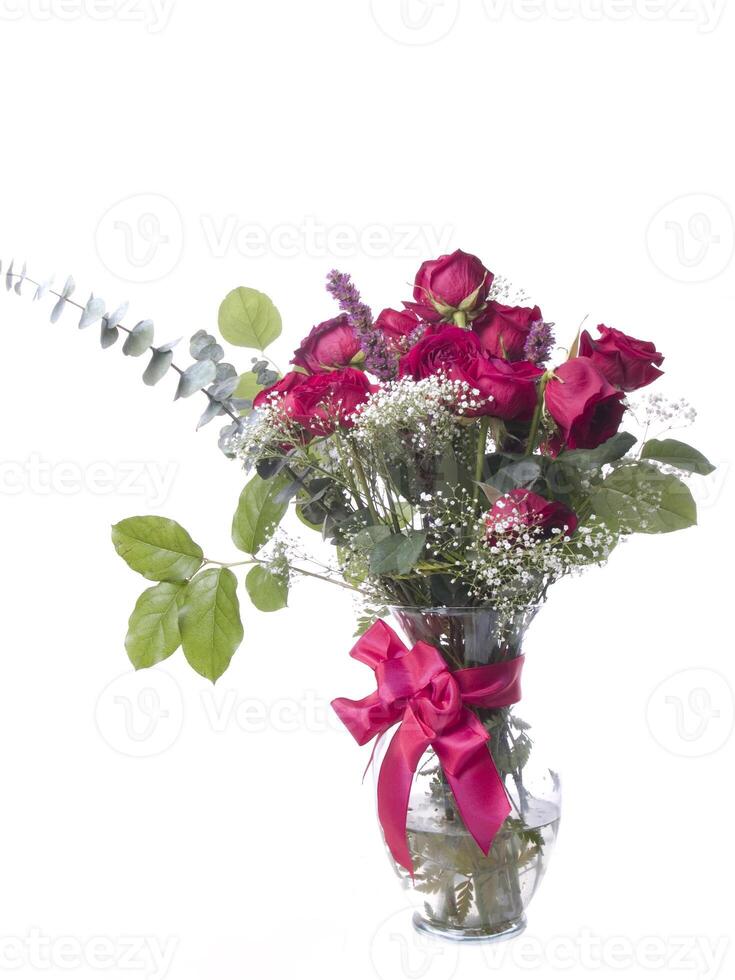 Strauß von Rosen im Anordnung im Vase foto