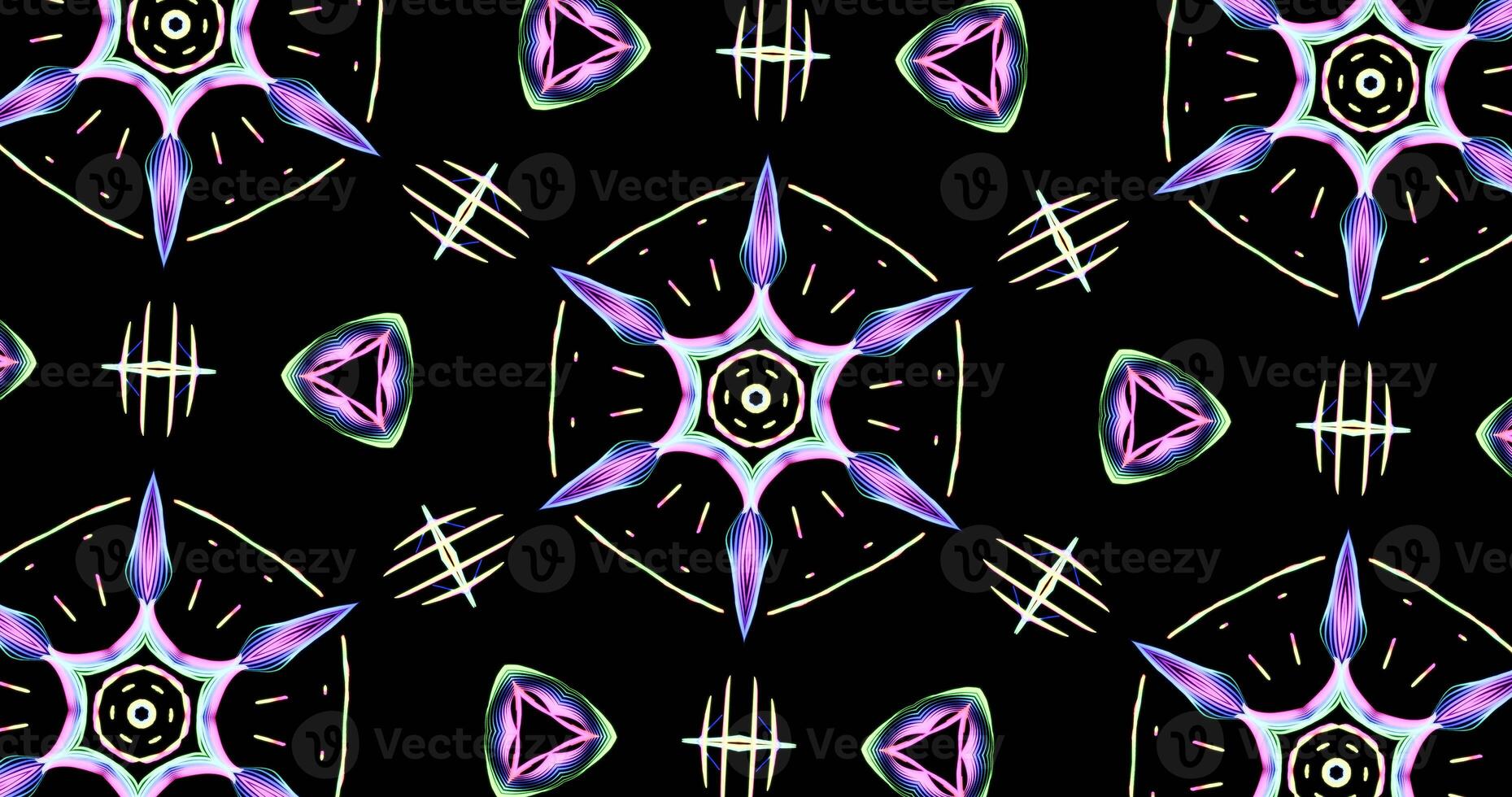 kaleidoskopisch Muster auf dunkel Hintergrund im beschwingt Farben foto