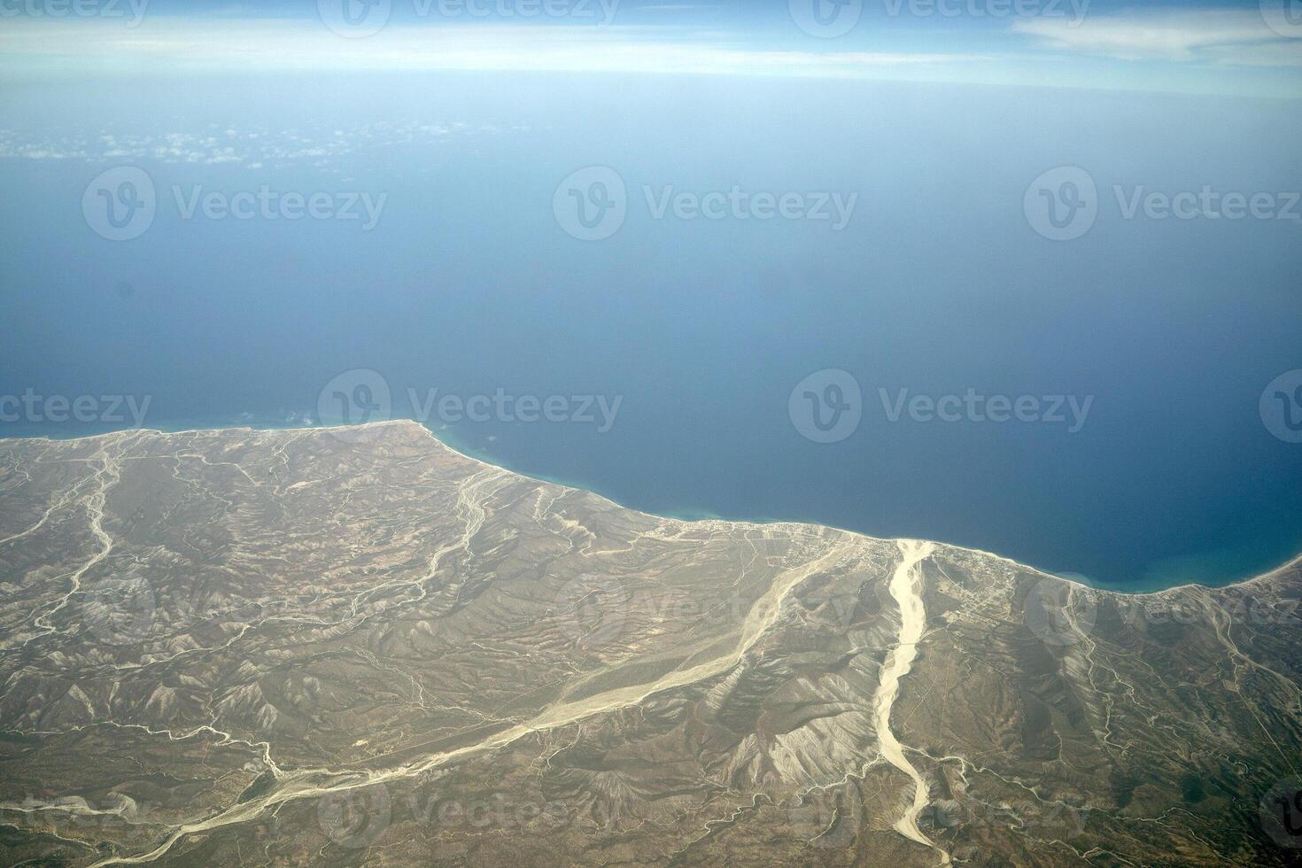 Küste von cortez Meer im Baja Kalifornien sur Mexiko Antenne Aussicht von Flugzeug foto