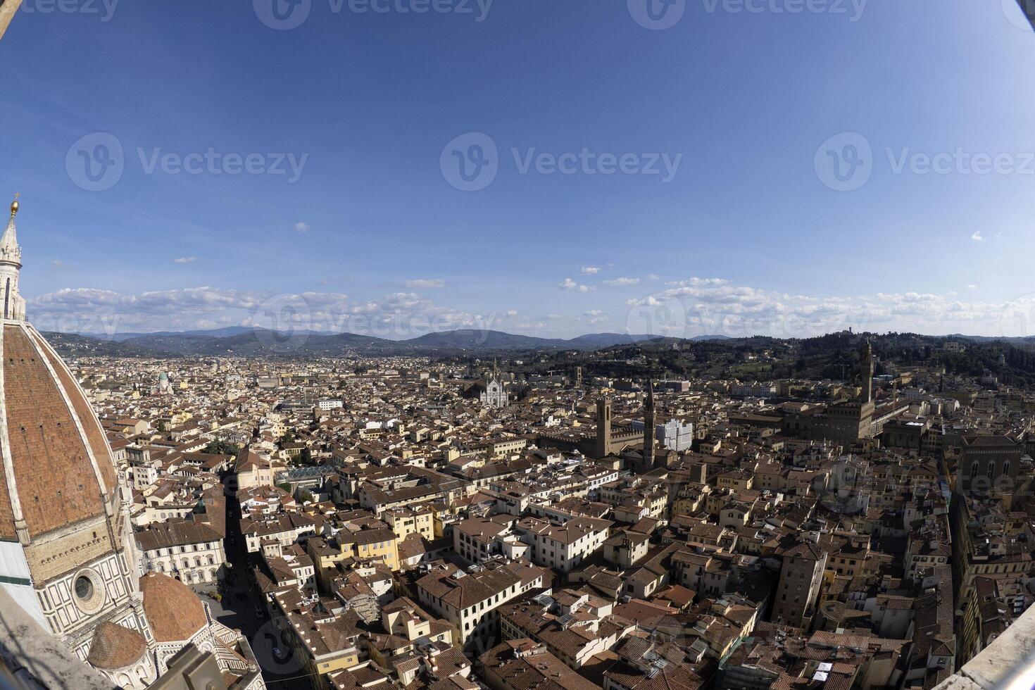 brunelleschi Kuppel Antenne Aussicht von giotto Turm Detail in der Nähe von Kathedrale Santa Maria dei fiori Italien foto