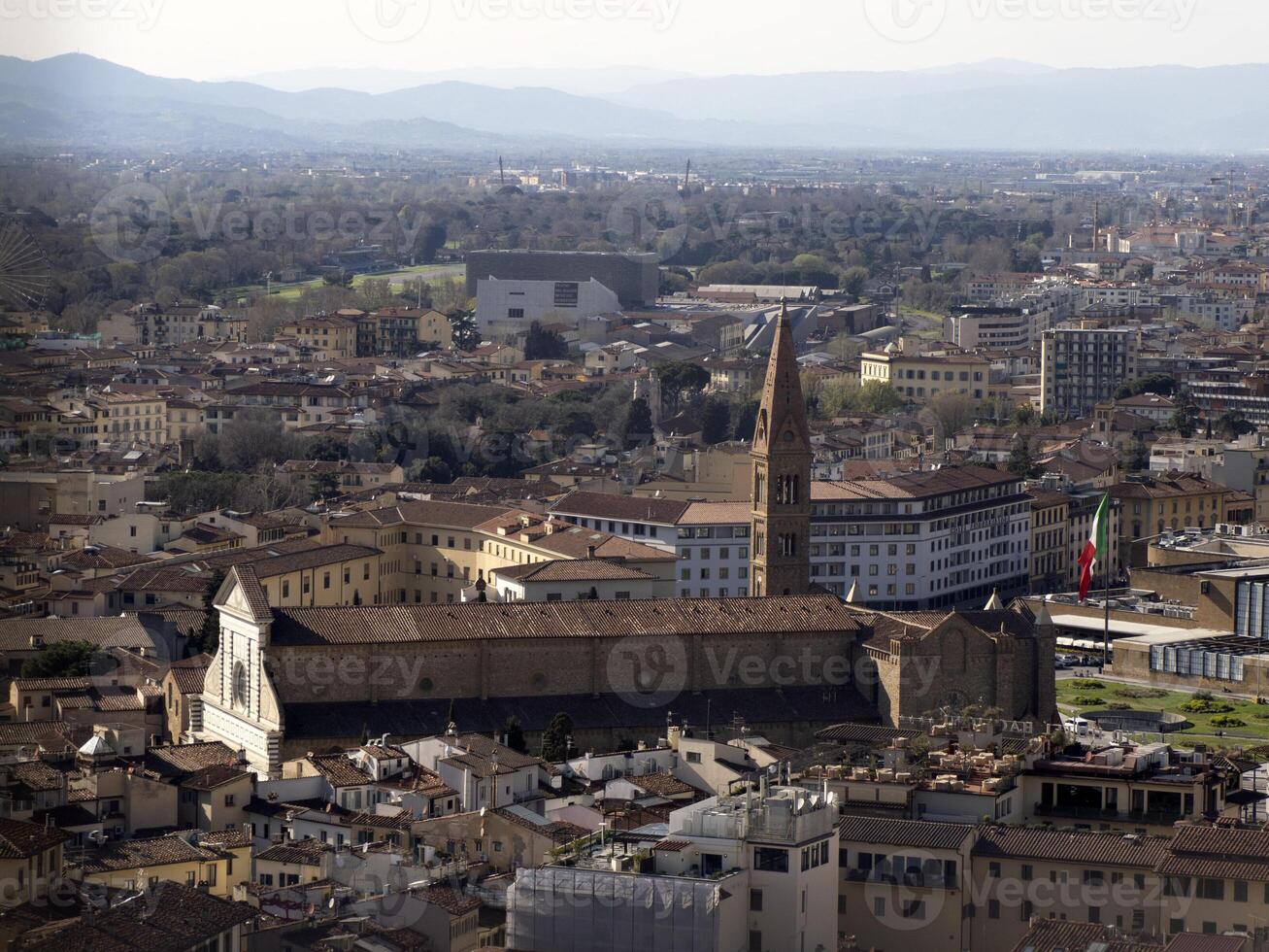 Santa Maria del fiore Kathedrale Kirche Florenz Antenne Aussicht Stadtbild von giotto Turm Detail in der Nähe von Kathedrale Santa Maria dei Fiori, brunelleschi Kuppel Italien foto