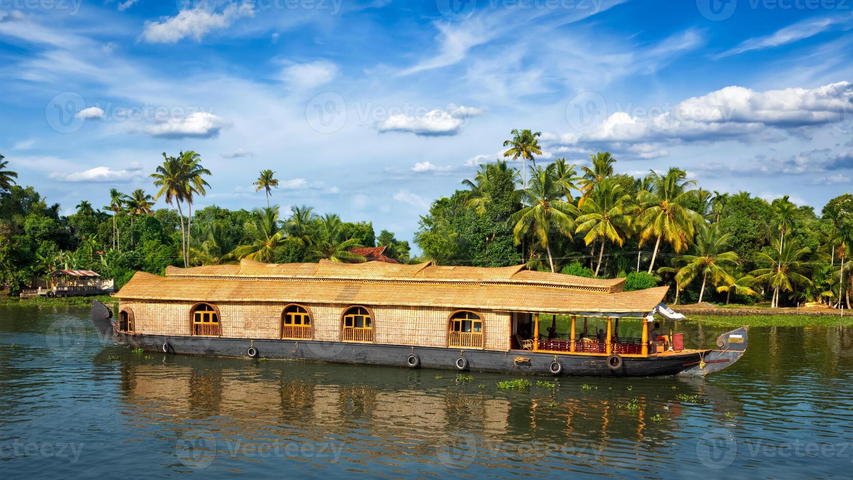 Hausboot auf Kerala Backwaters, Indien foto