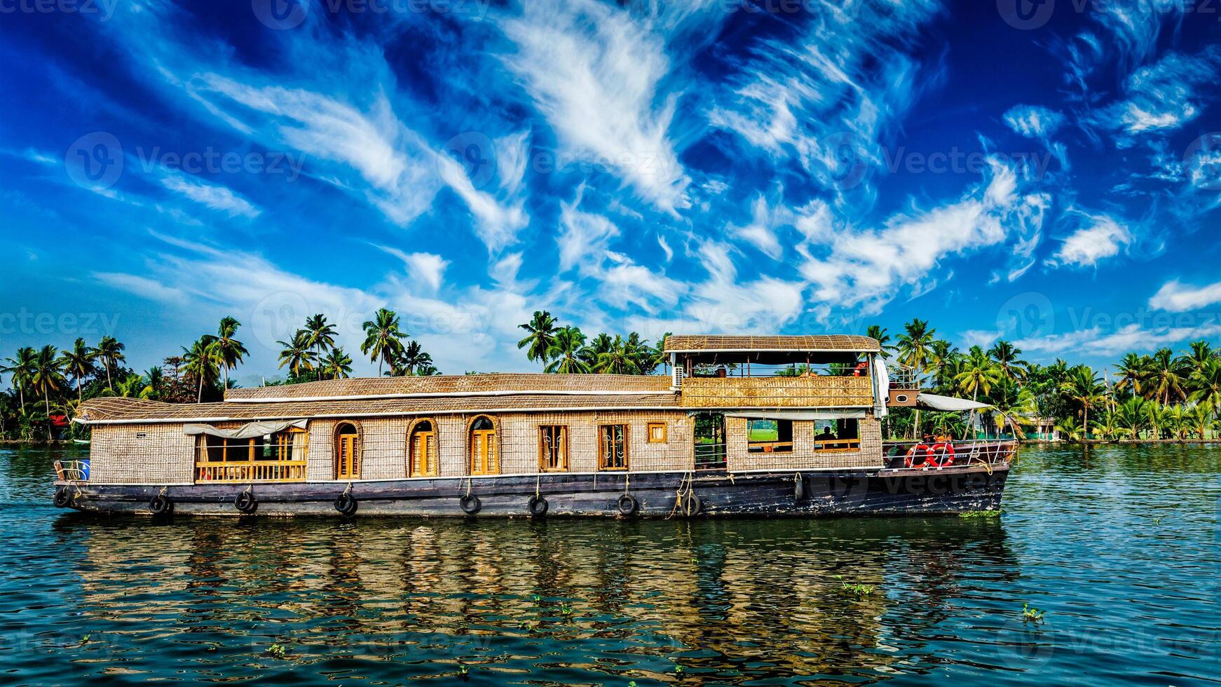 Hausboot auf Kerala Backwaters, Indien foto