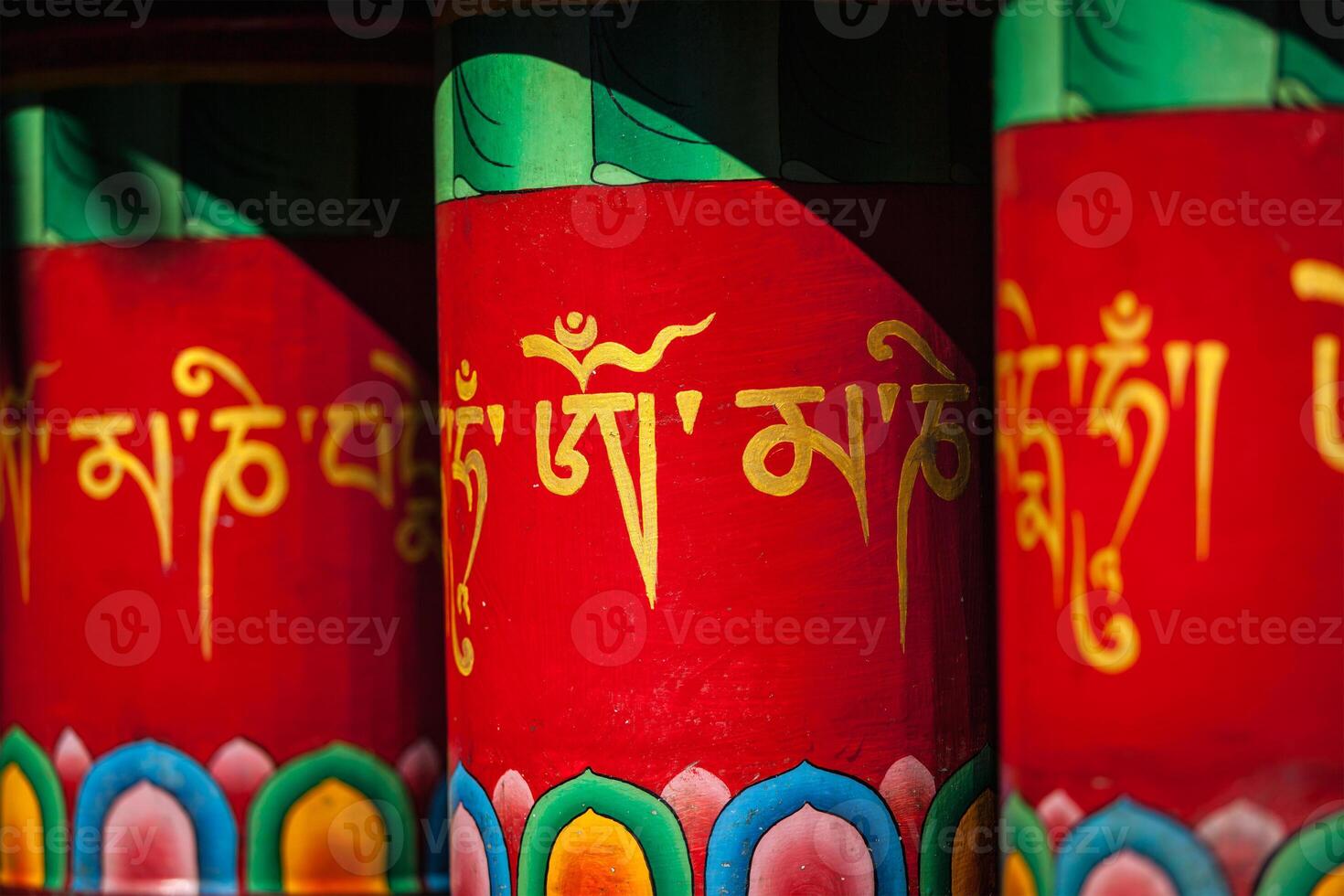 Buddhist Gebet Räder im mcleodganj, Indien foto