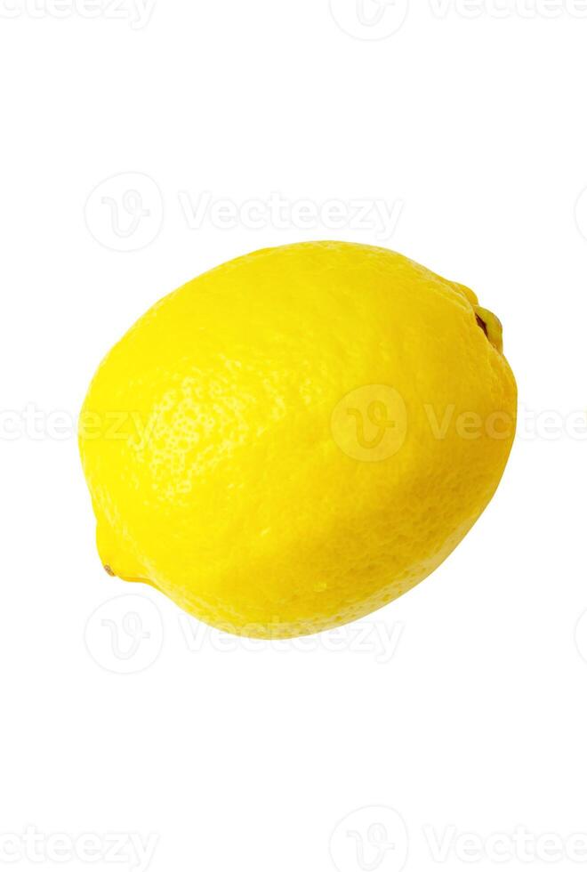 oben Aussicht von frisch Gelb Zitrone Obst mit etwas Tropfen isoliert auf Weiß Hintergrund mit Ausschnitt Pfad foto
