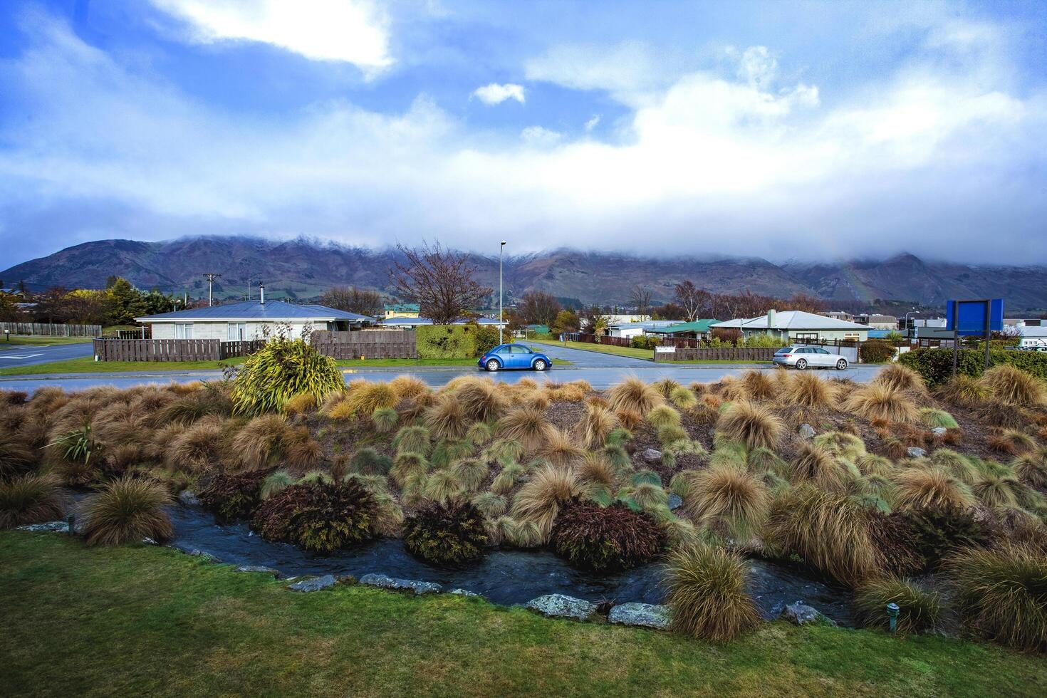 Wanaka Stadt, Dorf Neu Neuseeland - - 5. September 2015 schön szenisch von Wanaka Stadt, Dorf Südland Neu Neuseeland foto