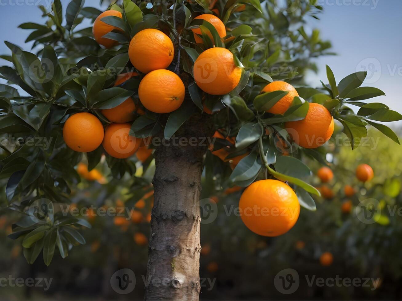 ai generiert Orange auf das Baum foto