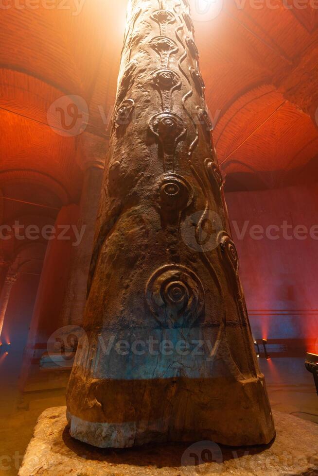 Henne Auge Säule im Vertikale Sicht. foto