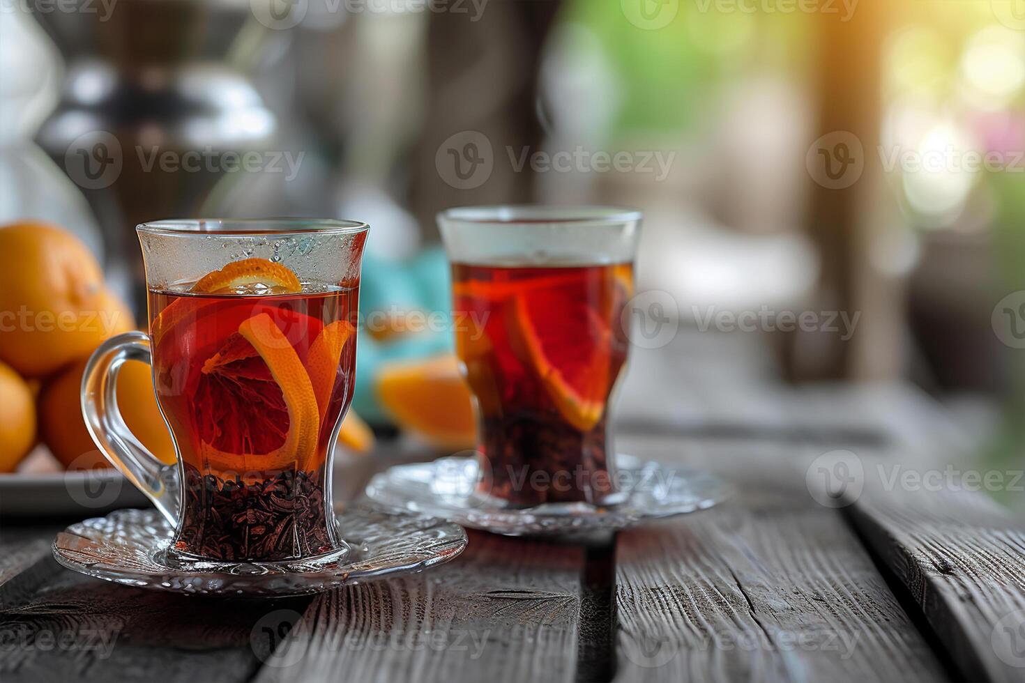 ai generiert Abonnieren Türkisch Tee im traditionell Glas mit getrocknet Früchte foto