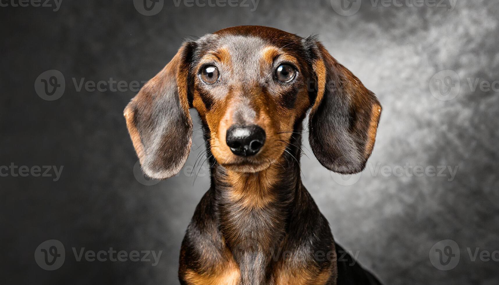 ai generiert Porträt Bild von ein süß braun Dackel Hund foto