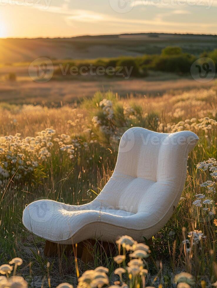 ai generiert still Stuhl gemacht von Sanft pastellfarben Leinen- foto