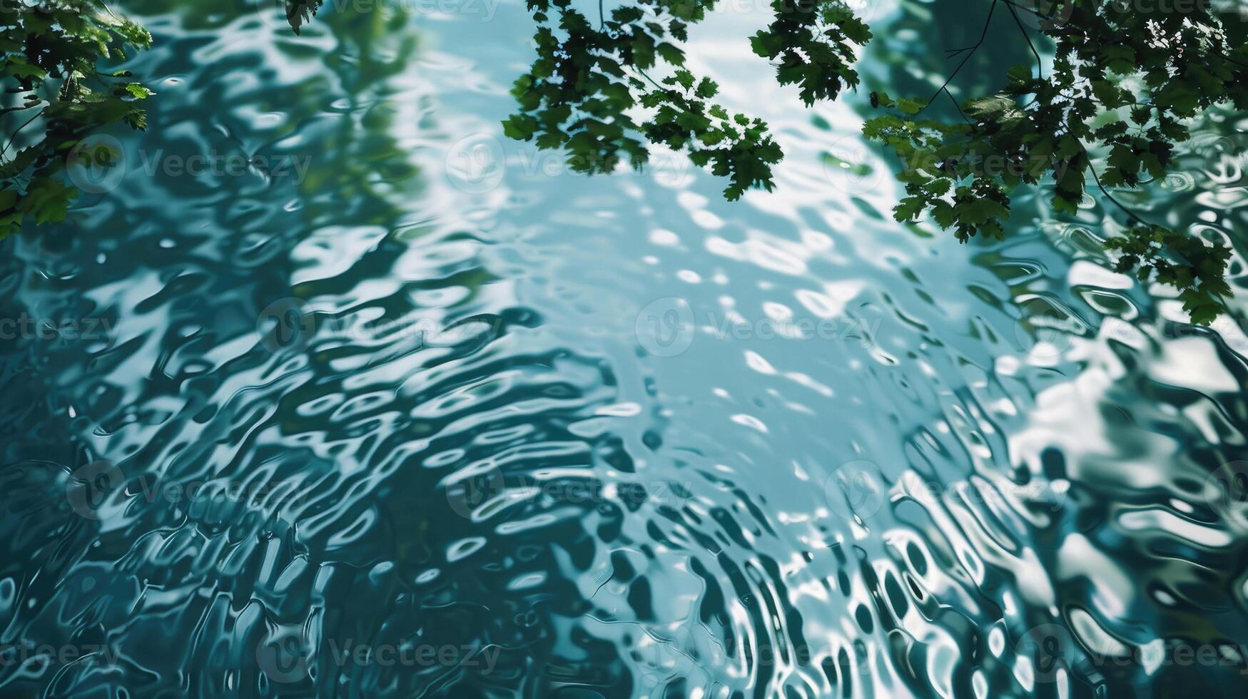 ai generiert heiter Wasser Wellen Teich, See, Fluss Hintergrund foto