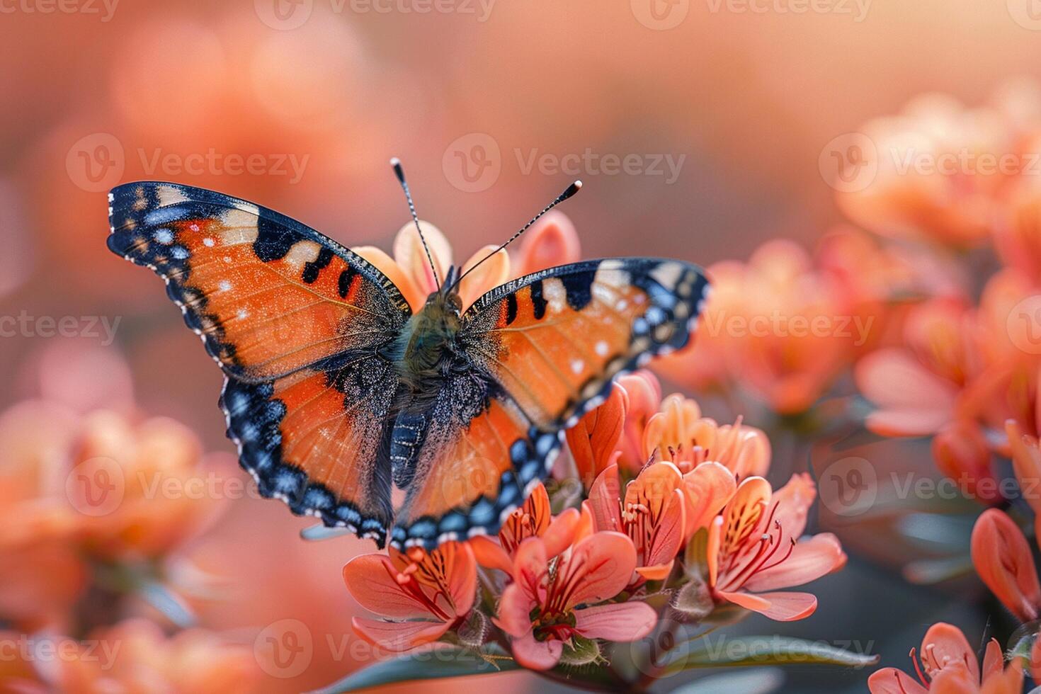 ai generiert Schmetterling auf ein Blühen Blume foto