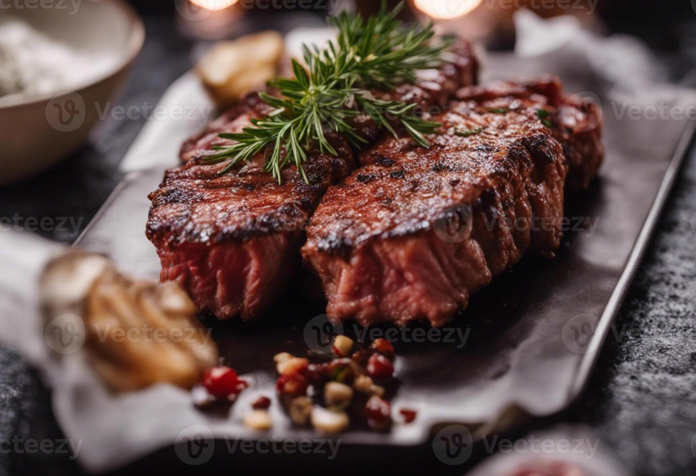 ai generiert gegrillt frisch Fleisch saftig Essen Fotografie foto